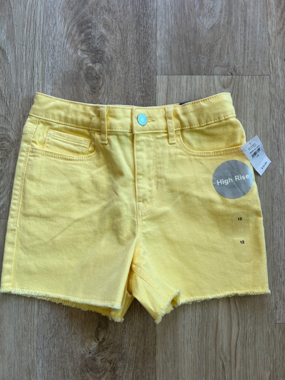 GAP Yellow High-Rise Frayed Hem Shorts